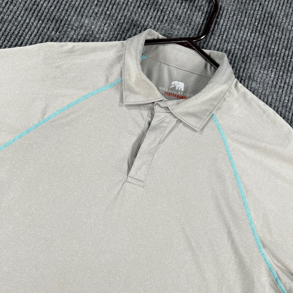 Normal Brand Performance Polo Shirt Mens Medium Light Gray Solid Short Sleeve